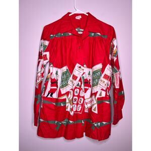 1940s Wayne Maid Christmas Holiday Postcards Santa Poinsettias Volup Shirt XL